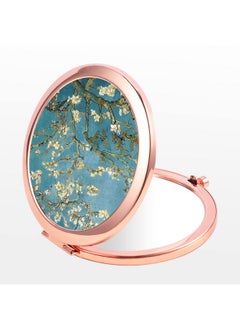 Dynippy Compact Mirror Rose Gold Makeup Mirror Folding Mini Pocket Mirror Portable Hand Mirror Doublesided 2 X 1X Magnification For Woman Girls Great Gift (Almond Blossom)  - Image 4