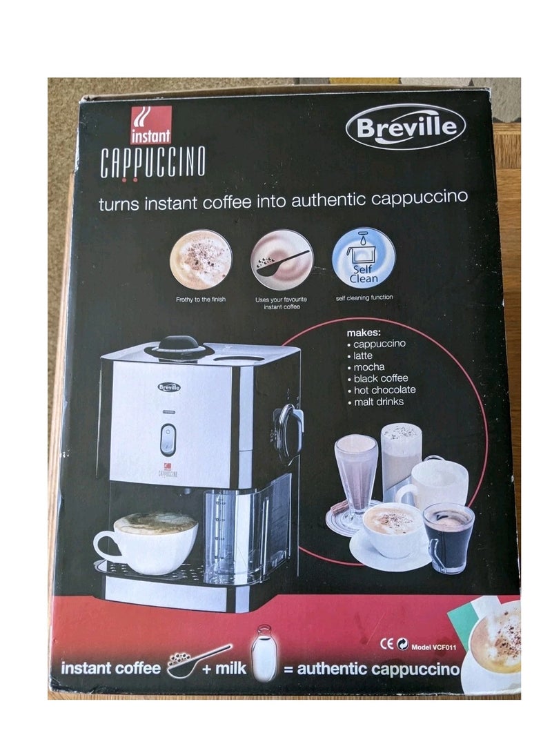 Breville Breville Instant Cappuccino,suitable for latte, Americano, hot chocolate, mocha and hot malt drinks.820 watts.Makes 8 cups or 4 mugs.0.8 litre milk capacityMilk frother.Drinks recipes included.Makes drinks with 1 simple dial.Self clean function.Easy clean drip trayNon slip feet.  - Image 1