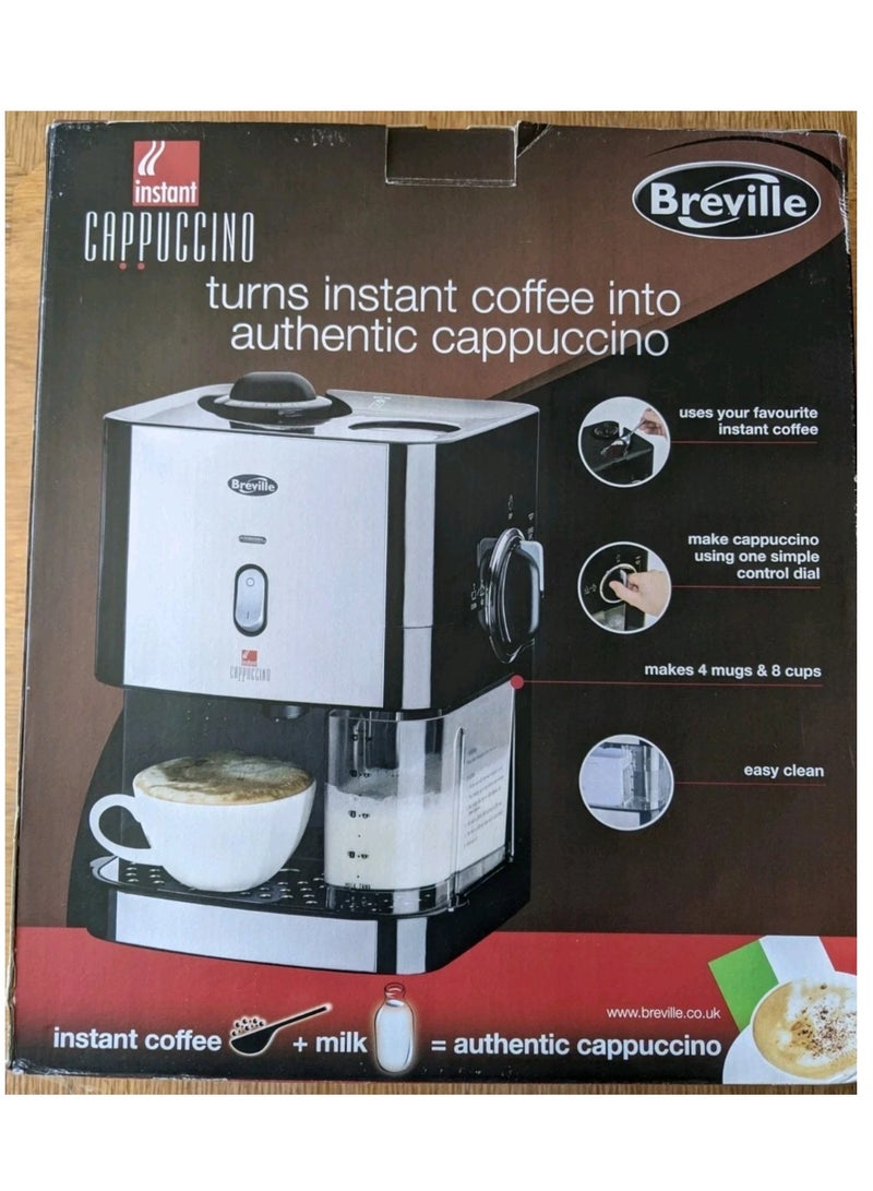 Breville Breville Instant Cappuccino,suitable for latte, Americano, hot chocolate, mocha and hot malt drinks.820 watts.Makes 8 cups or 4 mugs.0.8 litre milk capacityMilk frother.Drinks recipes included.Makes drinks with 1 simple dial.Self clean function.Easy clean drip trayNon slip feet.  - Image 2
