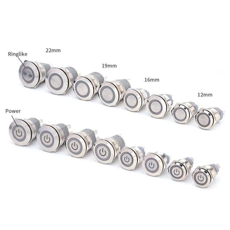 أصفر 12 مم مفتاح ضغط ذاتي القفل مقاوم للماء ضوء LED دائري مسطح للطاقة 3.6 فولت - Image 4