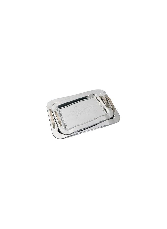 Arshia 2-piece stainless steel tray set for elegant and chic serving - pzsku/Z7023F612760B051154FCZ/45/_/1731369252/555797d9-458e-40fd-a5ad-b8485831a89e