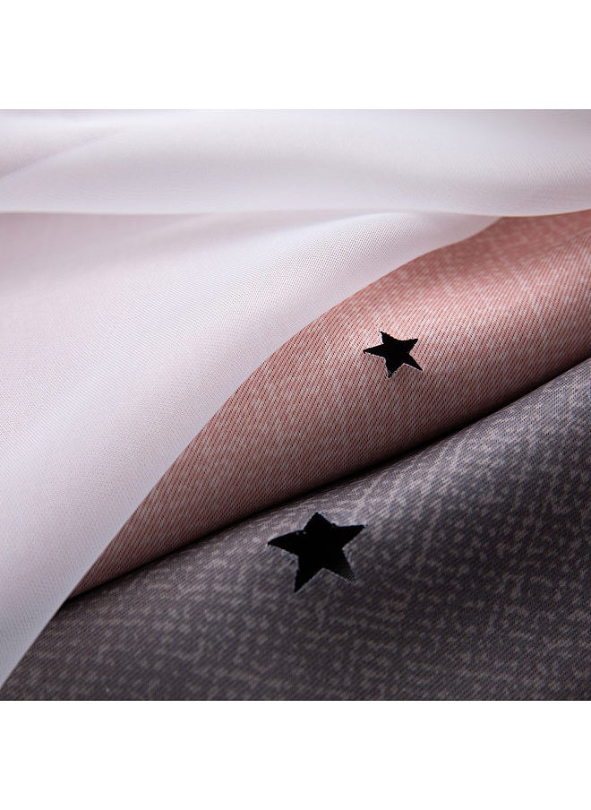 Aoresac - Star Curtains Stars Blackout Curtains for Kids Girls Bedroom Living Room Colorful Double Layer Star Window Curtains,2 Panels (40''W x 52''L，Grey) - Image 1