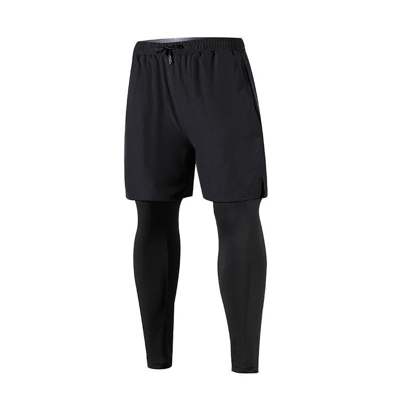 Mens Dual-layer Quick Dry Training Pants BC-HK47 gray - Image 3