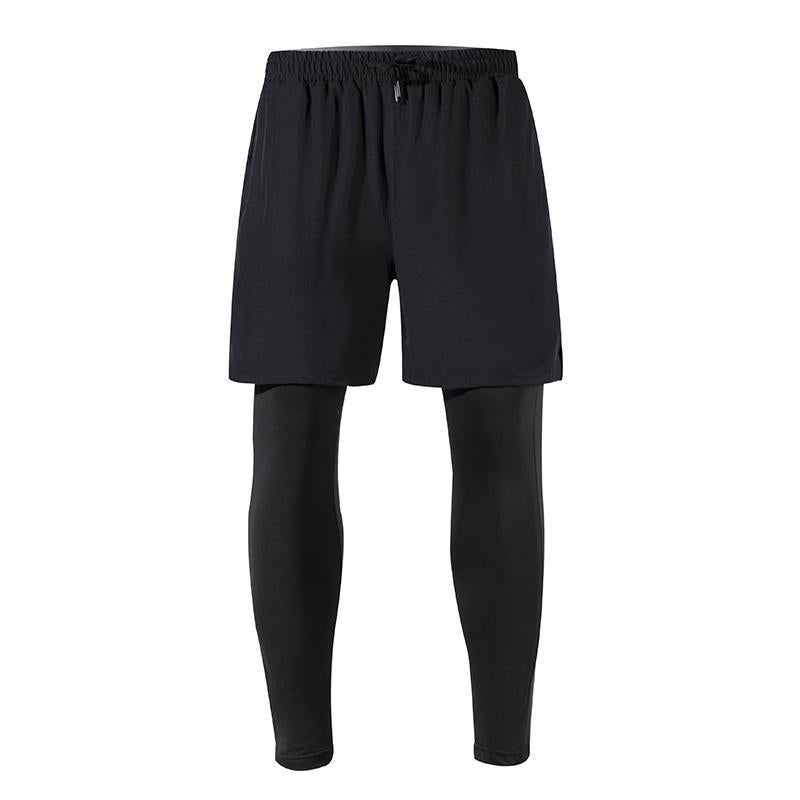 Mens Dual-layer Quick Dry Training Pants BC-HK47 gray - Image 1