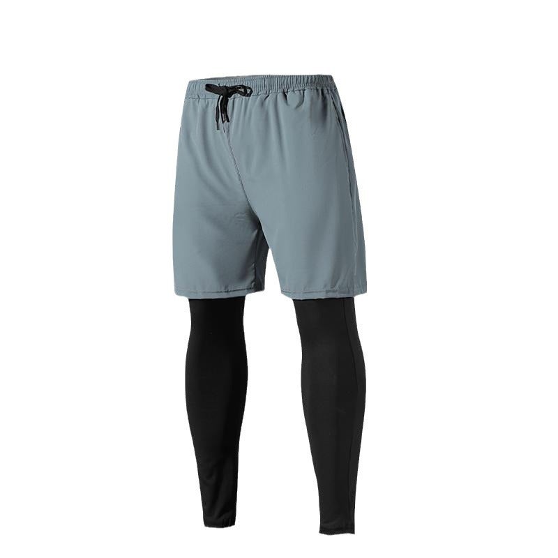 Mens Dual-layer Quick Dry Training Pants BC-HK47 gray - Image 5
