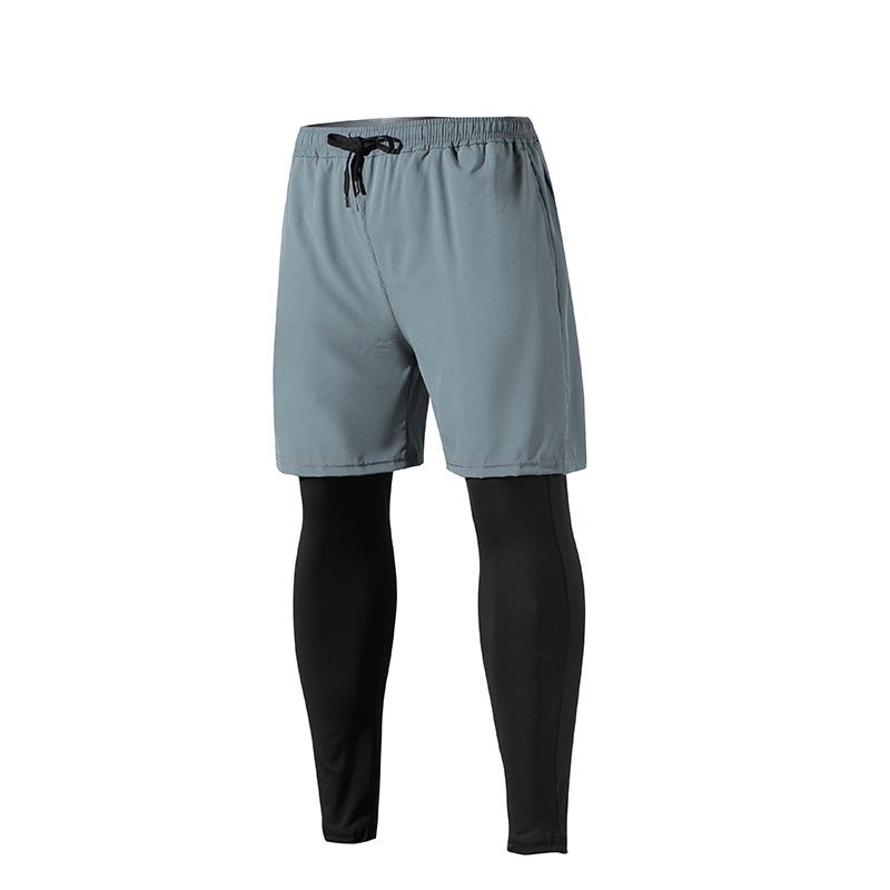 Mens Dual-layer Quick Dry Training Pants BC-HK47 gray - Image 4