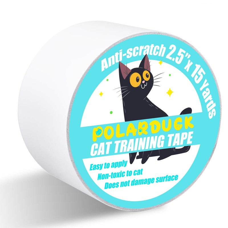 Polarduck Anti Cat Scratch Tape, 2.5 inches x 15 Yards Cat Training Tape, 100% Transparent Clear Double Sided Cat Scratch Deterrent Tape, Furniture Protector for Couch, Carpet, Doors, Pet & Kid Safe - Image 1