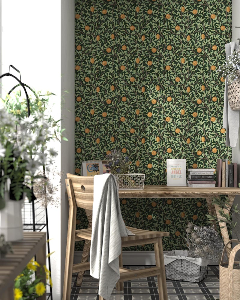 OSECAGE Lemon Wallpaper Leaf Peel and Stick Wallpaper Green and Dark 17.3"X78.8" Self Adhesive Wall Paper Removable Decorative Wallpapers Boho Contact Paper for Bedroom Bathroom Cabinets Decor Vinyl Roll - Image 4
