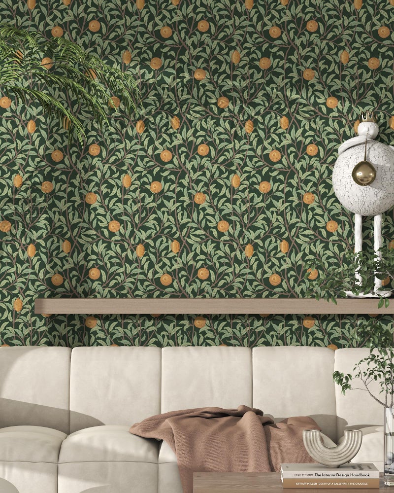 OSECAGE Lemon Wallpaper Leaf Peel and Stick Wallpaper Green and Dark 17.3"X78.8" Self Adhesive Wall Paper Removable Decorative Wallpapers Boho Contact Paper for Bedroom Bathroom Cabinets Decor Vinyl Roll - Image 5