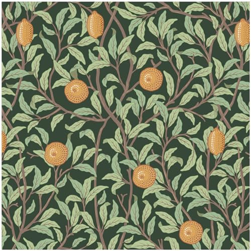 OSECAGE Lemon Wallpaper Leaf Peel and Stick Wallpaper Green and Dark 17.3"X78.8" Self Adhesive Wall Paper Removable Decorative Wallpapers Boho Contact Paper for Bedroom Bathroom Cabinets Decor Vinyl Roll - Image 1