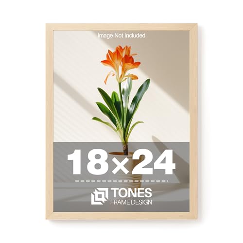 TONES FRAME DESIGN 18x24 Frame Natural Solid Wood Veneer 18 x 24 Poster Frame with Shatterproof Plexiglass, Wall Hanging Modern Wooden Picture Frames 24x18 for Home Office Decor - Image 1