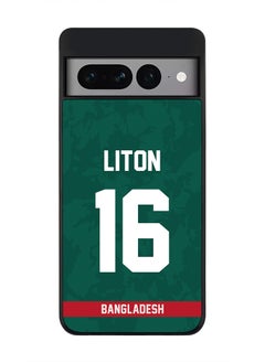 Rugged Black Edge Case for Google Pixel 7 Pro, Slim fit Soft Case Flexible Rubber Edges Thin Cover - Player Name - Liton Das, Jersey Number- 16