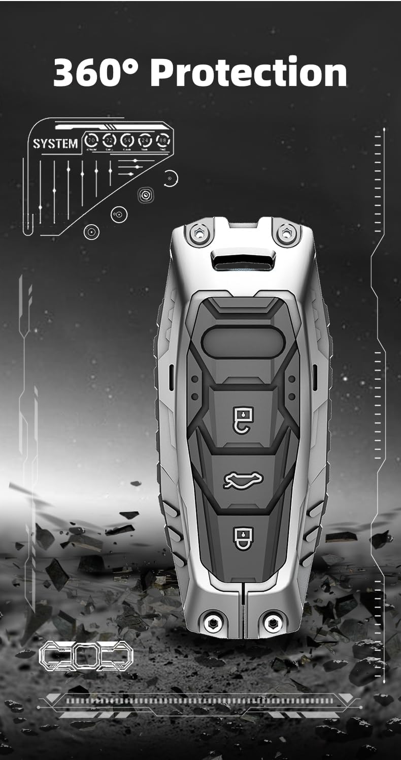 facaizhu Heavy Metal Key Fob Cover Case Protector for Audi A1 A3 A4 A5 A6 Q3 Q5 Q7 TT S3 R8 (Type C-Silver) - Image 4