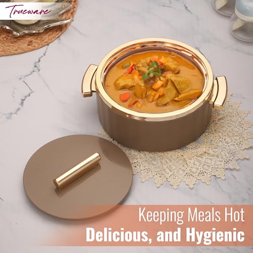 Trueware Sterling Inner Steel Casserole 3500 ml | PU Insulated | BPA Free | Odour Proof Matte Polished| Food Grade| Ideal for Chapatti | Roti | Curd Maker | Thermoware | Hot Pot (Brown) - Image 5