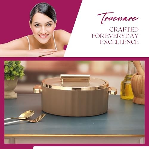 Trueware Sterling Inner Steel Casserole 3500 ml | PU Insulated | BPA Free | Odour Proof Matte Polished| Food Grade| Ideal for Chapatti | Roti | Curd Maker | Thermoware | Hot Pot (Brown) - Image 2