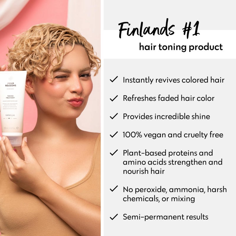 Four Reasons Color Mask - Vanilla Blonde - (27 Colors) Color Depositing Conditioner, Toning Treatment, Tone & Enhance Color-Treated Hair - Semi Permanent Hair Dye, Vegan and Cruelty-Free, 6.76 fl oz - Image 5
