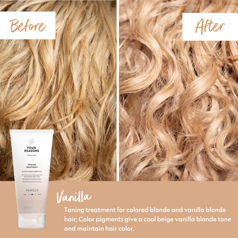 Four Reasons Color Mask - Vanilla Blonde - (27 Colors) Color Depositing Conditioner, Toning Treatment, Tone & Enhance Color-Treated Hair - Semi Permanent Hair Dye, Vegan and Cruelty-Free, 6.76 fl oz - Image 2