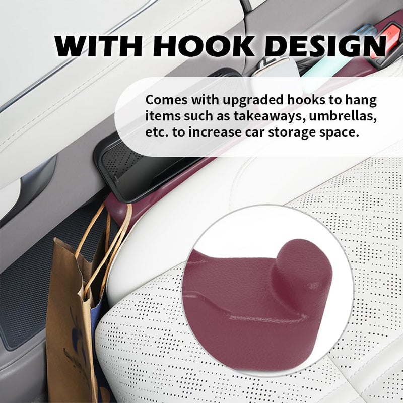YGDMD 2PCS Car Seat Gap Filler Organizer,3 in 1 Car Seat Side Gap Filler with Hook for Avoiding Dropped Items,Universal No Drop Seats Guard for Filling Gaps 1.37-1.49 Inch Wide (Red) - Image 4