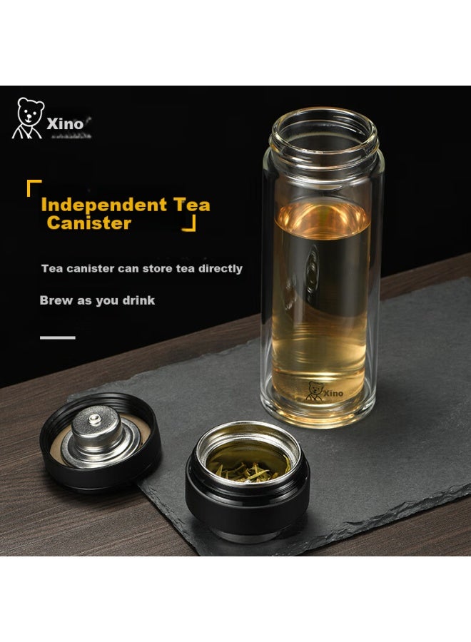 Heenoor Double-layer Glass Cup For Men With Tea Infuser, High-quality Tea Brewing Mug, Car Water Bottle Xn-7093 Natural Color 270ml - Image 3