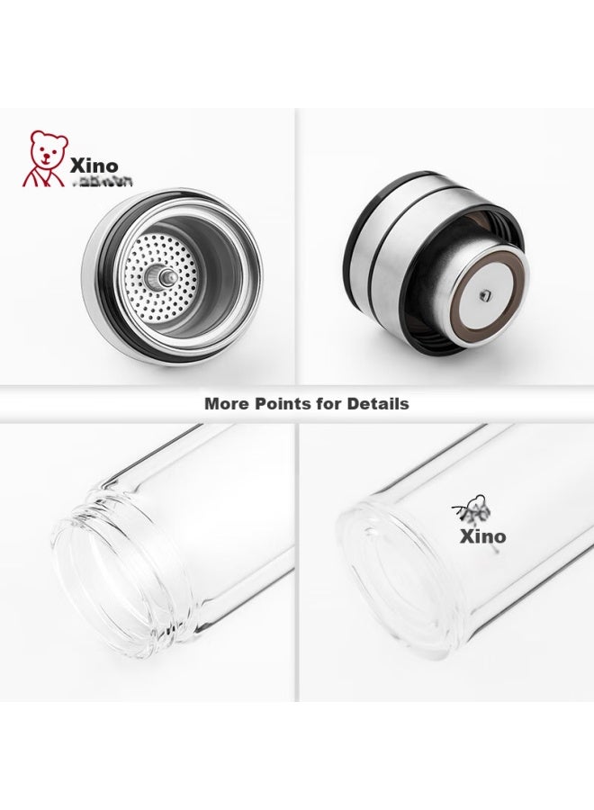 Heenoor Double-layer Glass Cup For Men With Tea Infuser, High-quality Tea Brewing Mug, Car Water Bottle Xn-7093 Natural Color 270ml - Image 4