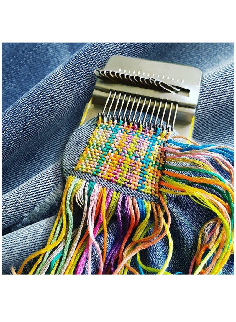 Darning Loom Speedweve Weaving Tool Kit with 10 Hooks - Wooden Frame for Beginners to Quickly Mend Jeans, Repair Holes, and Create Beautiful DIY Weaving Arts on Clothes and Socks.