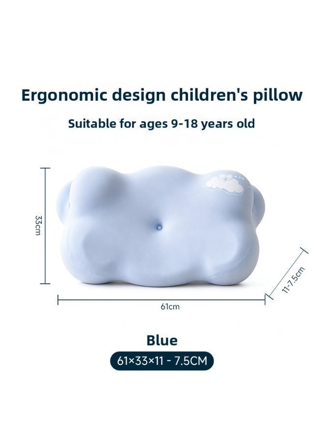 Kids Cloud Spine Support Pillow Soft Washable Memory Foam 5-16+ Years Summer Cooling Pillow Blue - Image 3