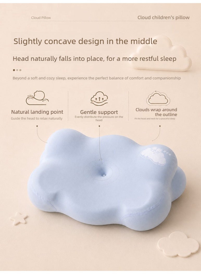 Kids Cloud Spine Support Pillow Soft Washable Memory Foam 5-16+ Years Summer Cooling Pillow Blue - Image 4