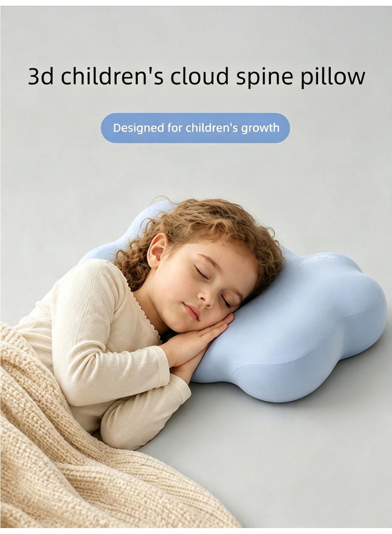 Kids Cloud Spine Support Pillow Soft Washable Memory Foam 5-16+ Years Summer Cooling Pillow Blue - Image 1