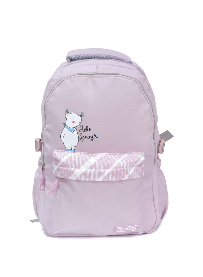 FUERCHEN High quality nylon school backpack for girls and boys, Pink - Image 2