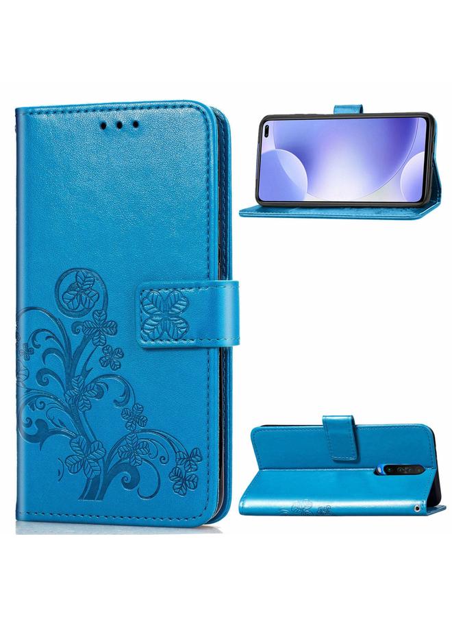 The Bros Case For Xiaomi Redmi K30 Four-leaf Clasp Embossed Buckle Mobile Phone Protection Leather Case with Lanyard & Card Slot & Wallet & Bracket Function