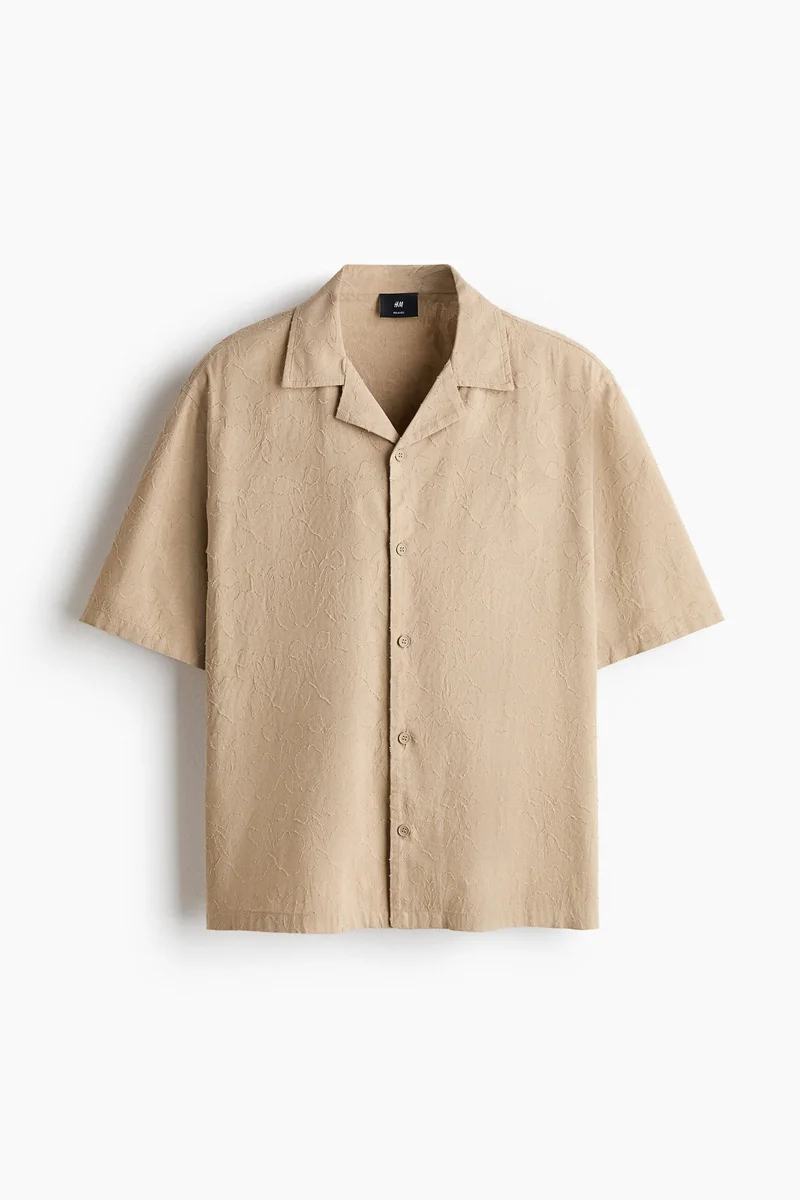 H&M  Relaxed Fit Textured resort shirt for Men | Best Price UAE