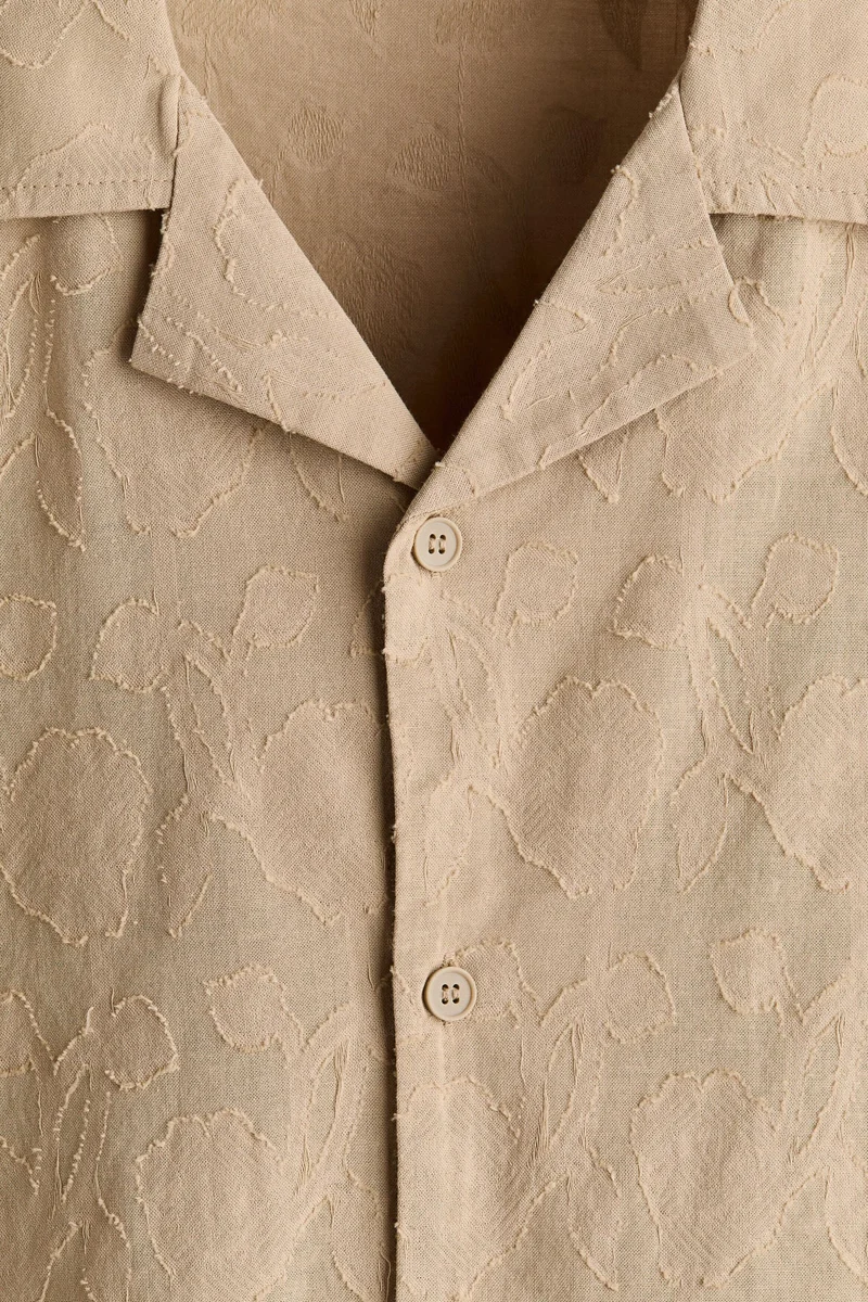 H&M  Relaxed Fit Textured resort shirt for Men | Best Price UAE