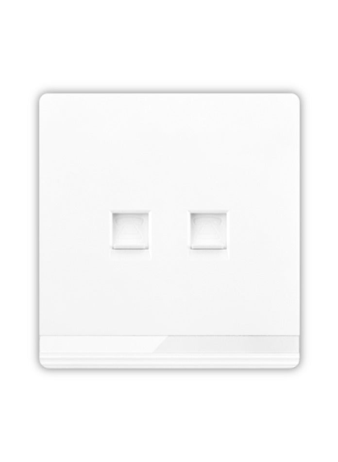 في ماكس مقبس هاتف مزدوج بدون إطار | لوحة حائط عصرية بمنفذي RJ11 | ألومنيوم متين + بولي كربونات | سهل التركيب للمنازل والمكاتب والفنادق (أبيض) - Image 2