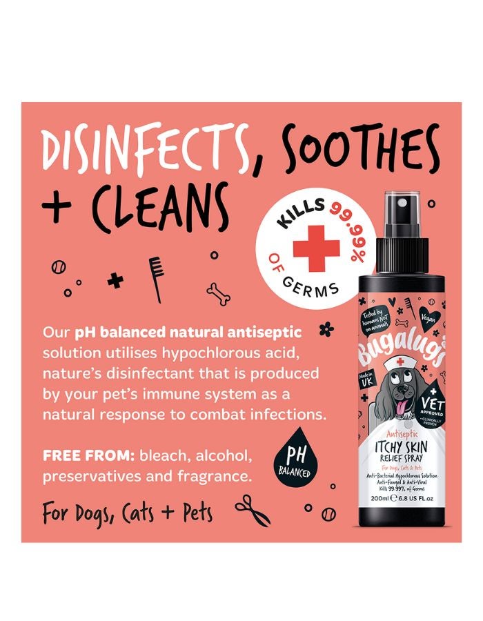 Bugalugs Antiseptic Itchy Skin Spray for Dogs & Cats 200ml – Soothes Irritation & Relieves Itching - Image 2
