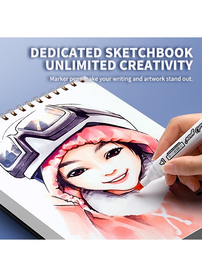 Generic - 60 Sheets Sketchbook, Double Coil Binding Sketch Pad, Suitable for Both Wet and Dry Drawing Media - Image 1