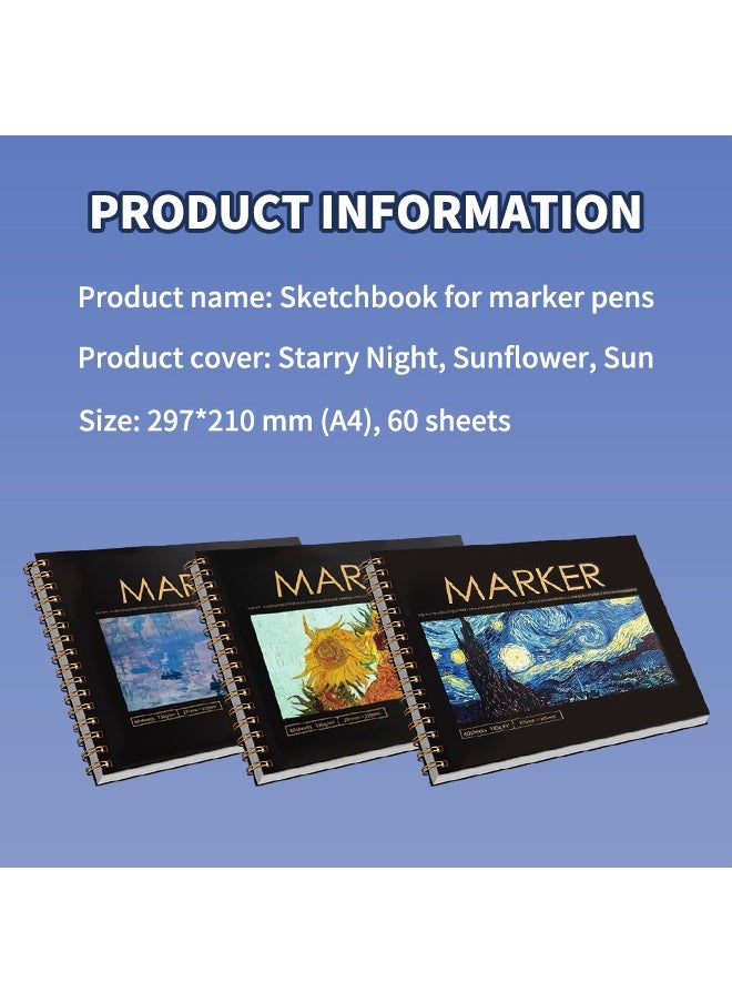 Generic - 60 Sheets Sketchbook, Double Coil Binding Sketch Pad, Suitable for Both Wet and Dry Drawing Media - Image 1