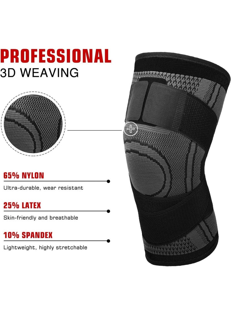 BAZARU 2-Pack Knee Compression Sleeves for Pain Relief & Sports Support – Adjustable Knee Brace for Arthritis, Joint Pain, Workout, Basketball, Running & Joint Recovery, Unisex Design - Image 2