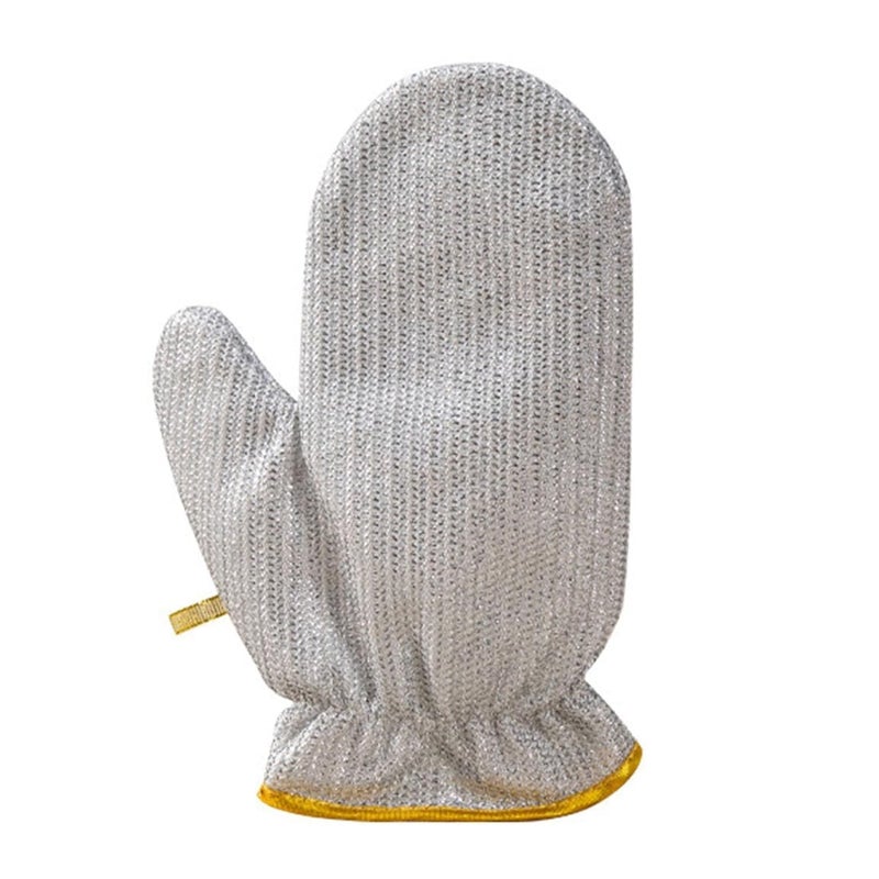 ASHGUJ ASHGUJ Oilproof Dishwashing Glove 1pc Steel Scratch Waterproof Hanging Loop Heat Insulation Wool Bamboo Fiber Kitchen Pot Pan Bowl Scrubber Washing Stain A One Size 