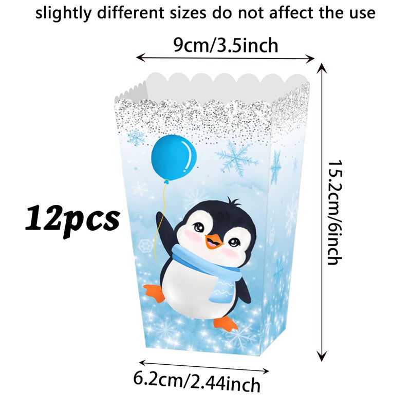 Roaring Good Time 12 PCS Penguin Popcorn Boxes Party Favor Bags Treat Bags Candy Goodie Bags for Penguin Birthday Baby Shower Penguin Party Supplies - Image 2