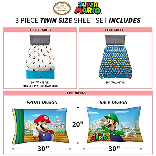 Franco Kids Bedding Super Soft Microfiber Sheet Set, Twin, Mario - Image 4
