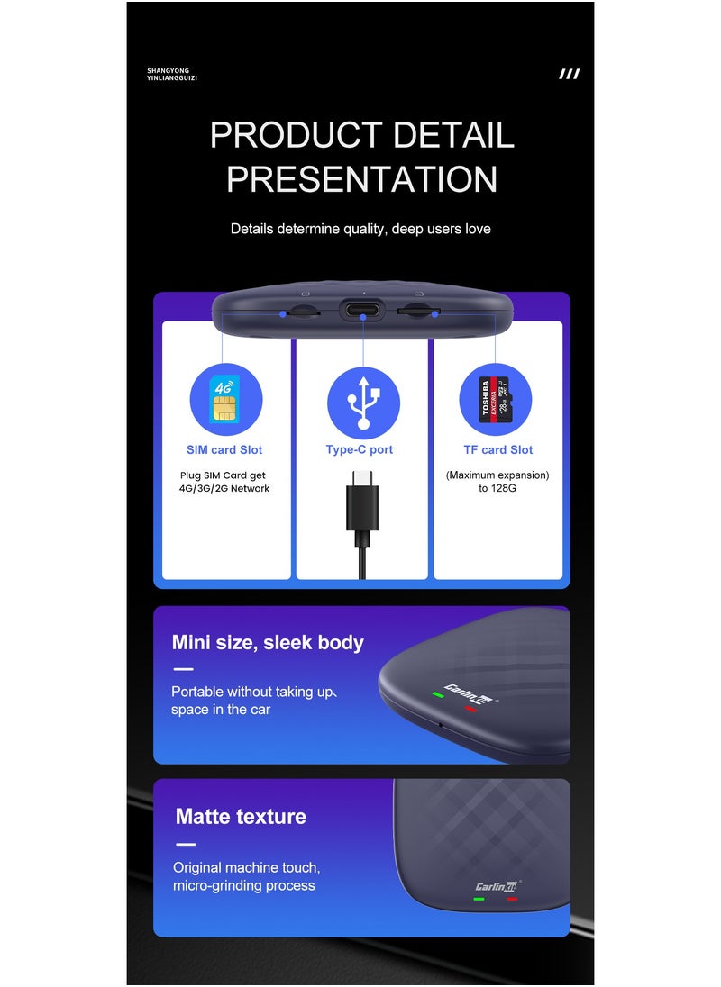 CarPlay AI Box Adapter  Android 11.0 Wireless CarPlay Android Auto Streaming Box  Cars Netflix, YouTube, Google Play, 4G Network |QCM2290 4-Core, 3GB RAM + 32GB Storage Compatible with 98% of Vehicles