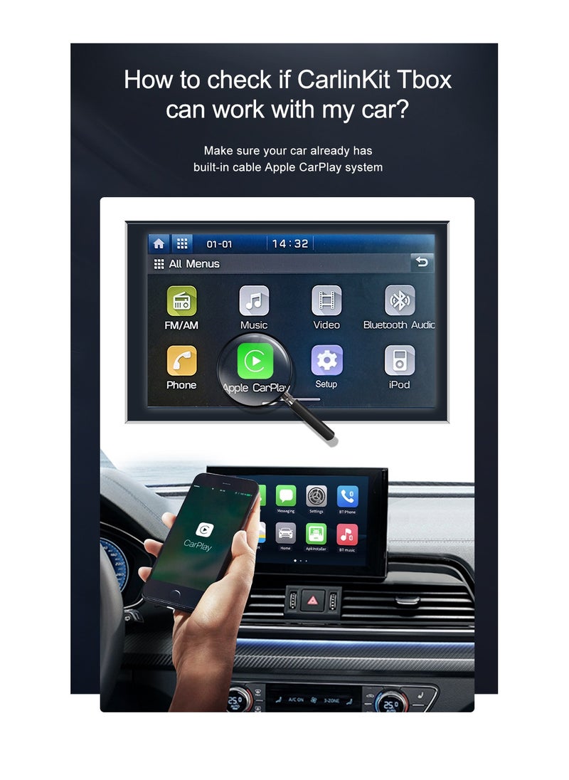 CarPlay AI Box Adapter  Android 11.0 Wireless CarPlay Android Auto Streaming Box  Cars Netflix, YouTube, Google Play, 4G Network |QCM2290 4-Core, 3GB RAM + 32GB Storage Compatible with 98% of Vehicles