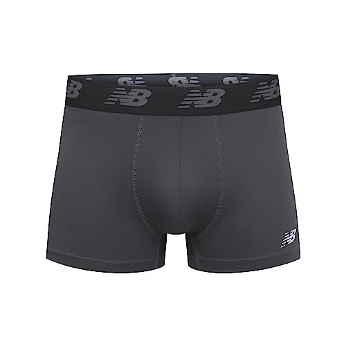 New Balance Men's No Fly Trunks Boxer Brief Underwear, Jacquard Waistband, Breathable Lightweight, Moisture Wicking (3 Pack), Black/Team Red/Thunder, Medium - Image 2