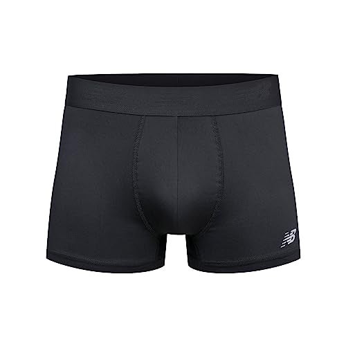New Balance Men's No Fly Trunks Boxer Brief Underwear, Jacquard Waistband, Breathable Lightweight, Moisture Wicking (3 Pack), Black/Team Red/Thunder, Medium - Image 4