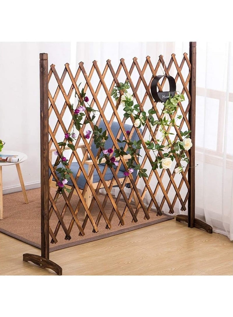 LINGWEI Wooden Fence Freestanding Wooden Trellis Fence For Garden Wooden Expandable Trellis Wooden Wicker Privacy Screen Dog Pet Gate For Home Garden Partition - Image 1