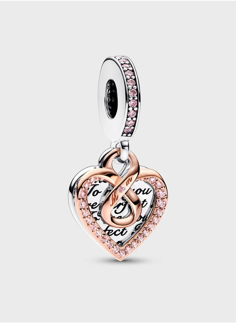 PANDORA 14K Rose Gold Plated Heart Sterling Silver Charm Bracelet