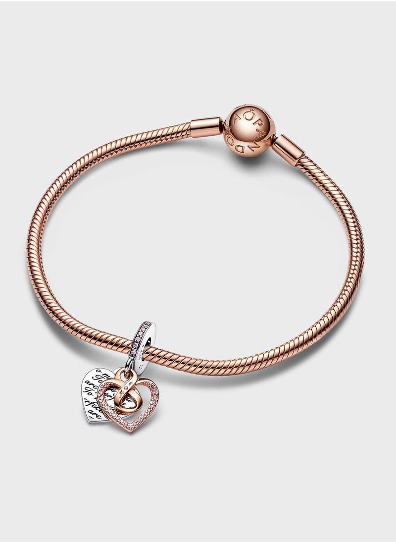 PANDORA 14K Rose Gold Plated Heart Sterling Silver Charm Bracelet  - Image 3