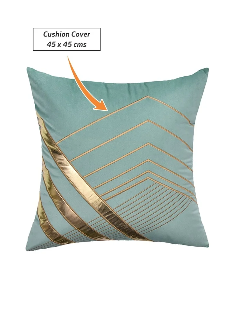 دوناتيلا غطاء وسادة مطرزة الزخرفة الأزرق/الذهب 45 × 45 سم (بدون حشو)