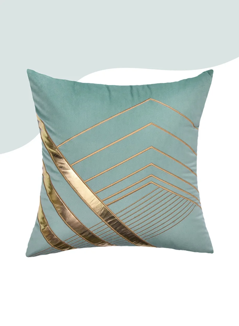 دوناتيلا غطاء وسادة مطرزة الزخرفة الأزرق/الذهب 45 × 45 سم (بدون حشو)