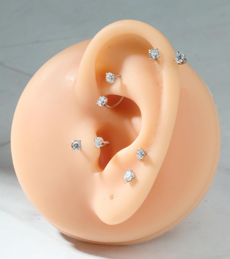 MODRSA 6mm 7mm 8mm 20g Horseshoe Nose Ring Hoop 20 gauge Double Gem Horse Shoe Nose Rings for Women Surgical Steel Half Hoop C U Shape Small Thin Tragus Earring Helix Piercing Jewelry Septum Rings 20g - Image 3